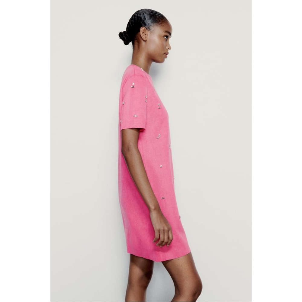 ZARA ~FAUX SUEDE JEWEL DRESS (NWT) - Picture 6 of 10
